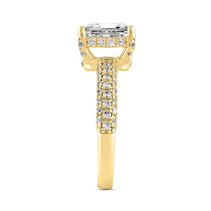 LADIES RING 2 3/4CT ROUND/EMERALD DIAMOND 14K YELLOW GOLD (CENTER STONE EMERALD DIAMOND 2CT ) - Image 3