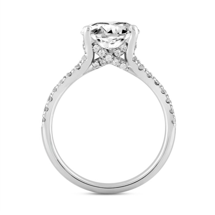 LADIES RING 3 1/2CT ROUND DIAMOND 14K WHITE GOLD (CENTER STONE ROUND DIAMOND 3CT ) - Image 2