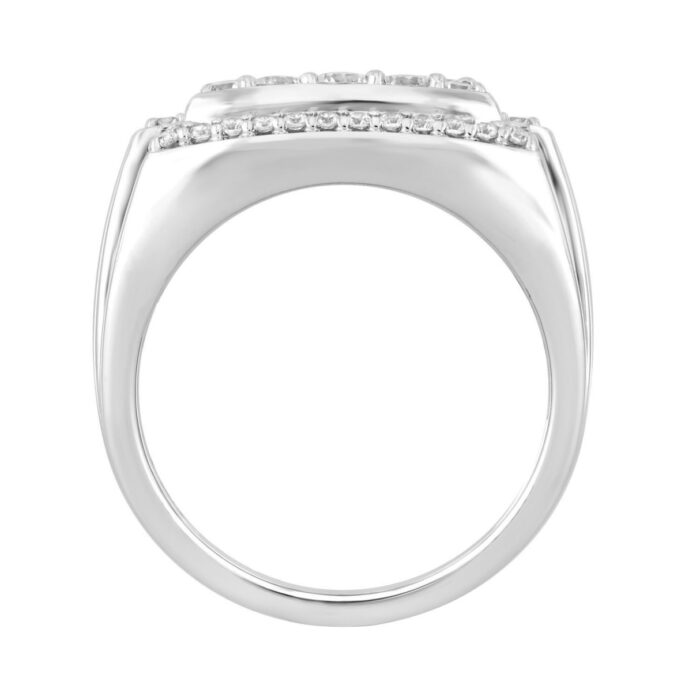 MEN'S RING 1 1/2CT ROUND DIAMOND 14K WHITE GOLD - Image 2