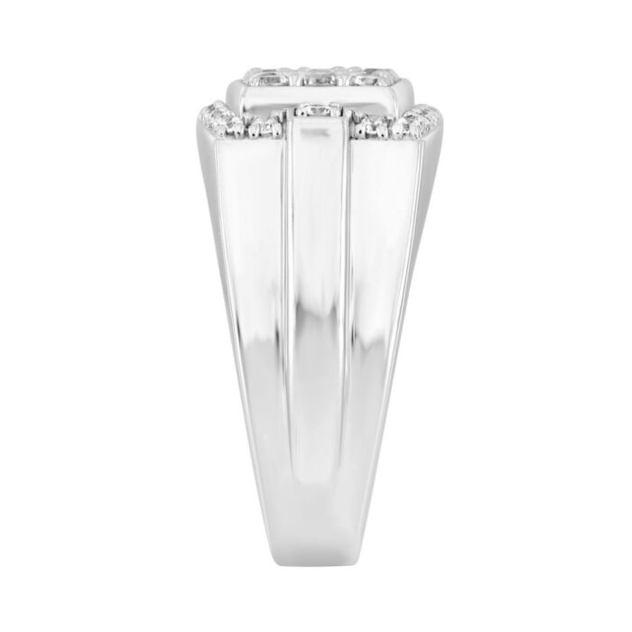 MEN'S RING 1 1/2CT ROUND DIAMOND 14K WHITE GOLD - Image 3