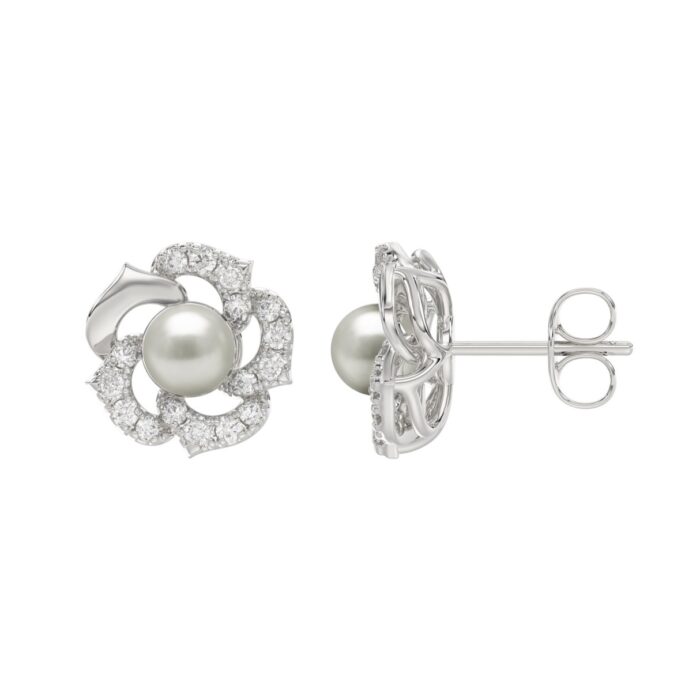 10K White Gold 1/4Ct Round Diamond & Pearl Drop Earrings For Women Classic Luxury Jewelry (Color F-G -Clarity Vs1/Vs2) - Image 2
