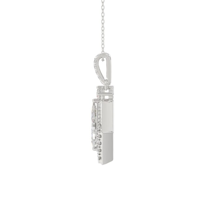 14K WHITE GOLD 1 1/4CT ROUND/KITE STEP CUT DIAMOND LADIES PENDANT - Image 2