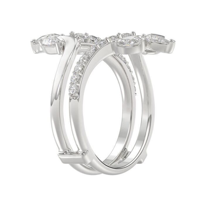 14K WHITE GOLD 1 1/4CT ROUND/PEAR DIAMOND LADIES WRAP RING - Image 3