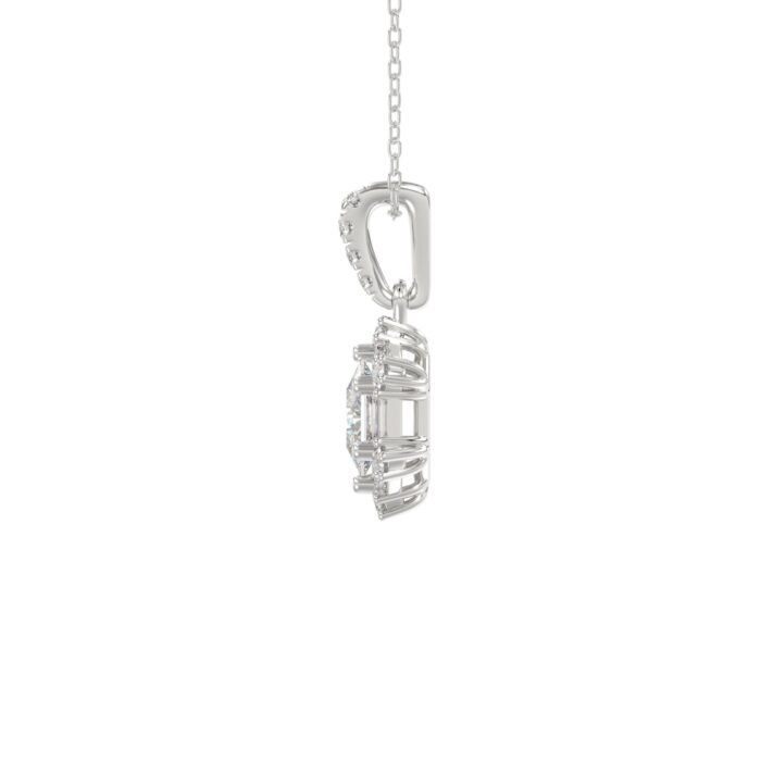 14K WHITE GOLD 1.00CT ROUND/BAGUETTE/HEXAGON STEP CUT DIAMOND LADIES PENDANT - Image 2