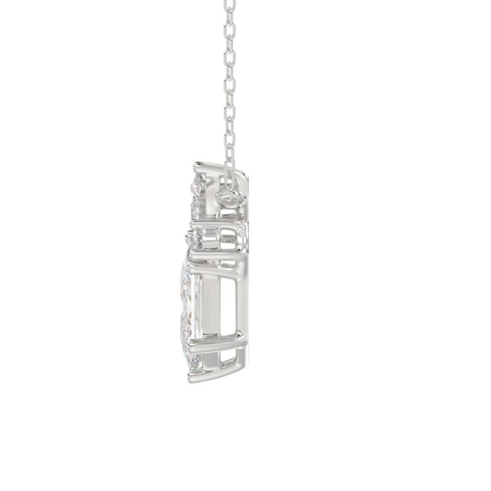 14K WHITE GOLD 1.00CT ROUND/MARQUISE/PEAR/LONG HEXAGON STEP CUT LADIES NECKLACE - Image 2