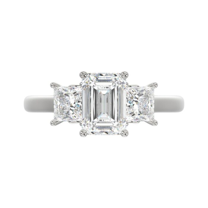 14K WHITE GOLD 2 5/8CT EMERALD/PRINCESS DIAMOND LADIES RING (CENTER STONE EMERALD DIAMOND 1 1/2CT) - Image 5