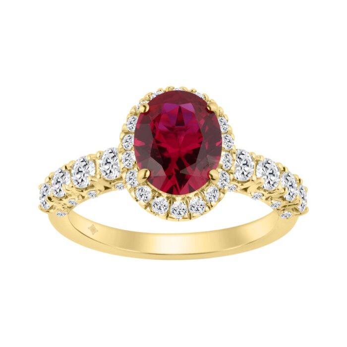 20890252_EC-131104Y-1214x1214.jpg 14K YELLOW GOLD 3 1/2CT ROUND/RUBY OVAL DIAMOND LADIES RING (CENTER STONE RUBY OVAL DIAMOND 2 1/2CT) - Image 1