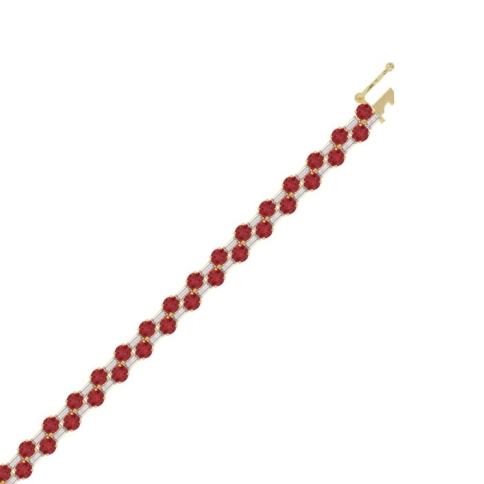 14K YELLOW GOLD 9.00CT BAGUETTE/ROUND RUBY DIAMOND LADIES BRACELET (ROUND RUBY 7 3/4CT) - Image 2