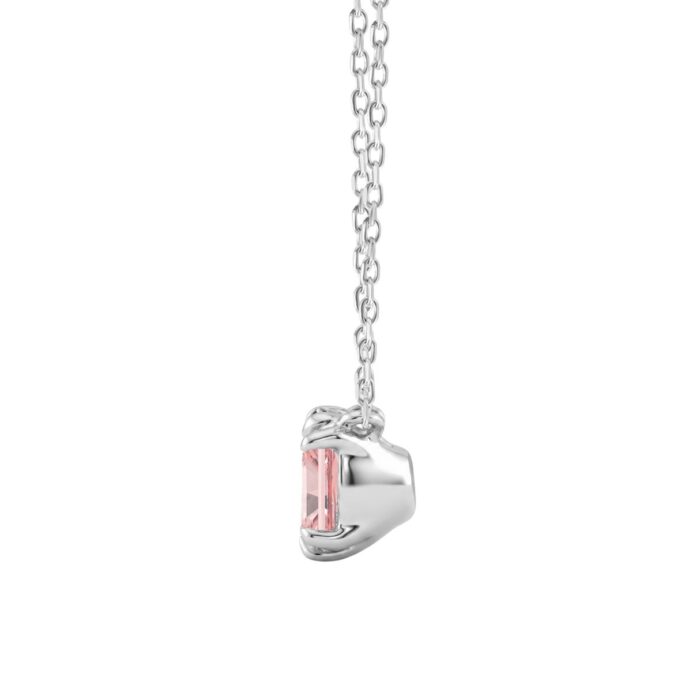 ETERNAL BLUSH COLLECTION 14K WHITE GOLD 1.00CT CUSHION PINK DIAMOND LADIES NECKLACE - Image 2