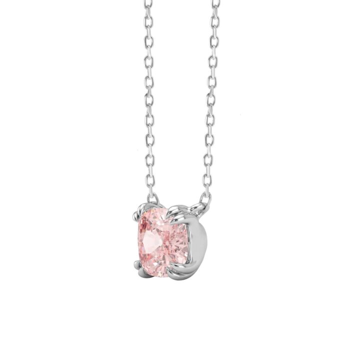 ETERNAL BLUSH COLLECTION 14K WHITE GOLD 1.00CT CUSHION PINK DIAMOND LADIES NECKLACE - Image 3