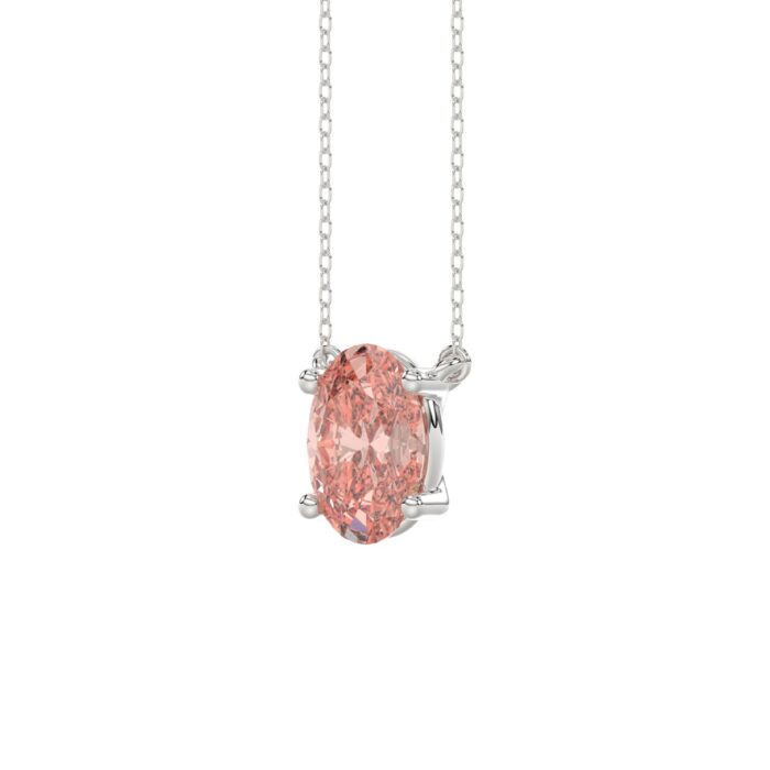 ETERNAL BLUSH COLLECTION 14K WHITE GOLD 1.00CT OVAL PINK DIAMOND LADIES NECKLACE - Image 3