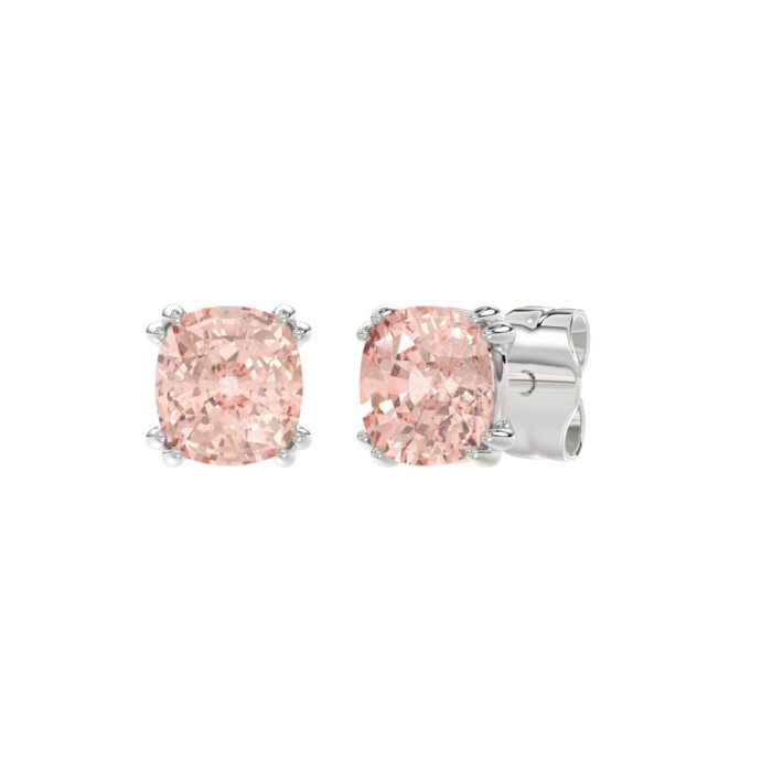 ETERNAL BLUSH COLLECTION 14K WHITE GOLD 2.00CT PINK CUSHION DIAMOND LADIES EARRINGS - Image 2