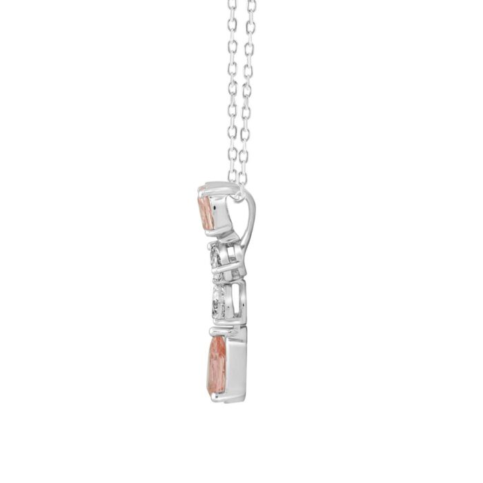 ETERNAL BLUSH COLLECTION 14K WHITE/ROSE GOLD 2.00CT PINK PEAR/OVAL/DIAMOND LADIES PENDANT WITH CHAIN - Image 3