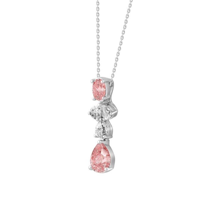ETERNAL BLUSH COLLECTION 14K WHITE/ROSE GOLD 2.00CT PINK PEAR/OVAL/DIAMOND LADIES PENDANT WITH CHAIN - Image 2