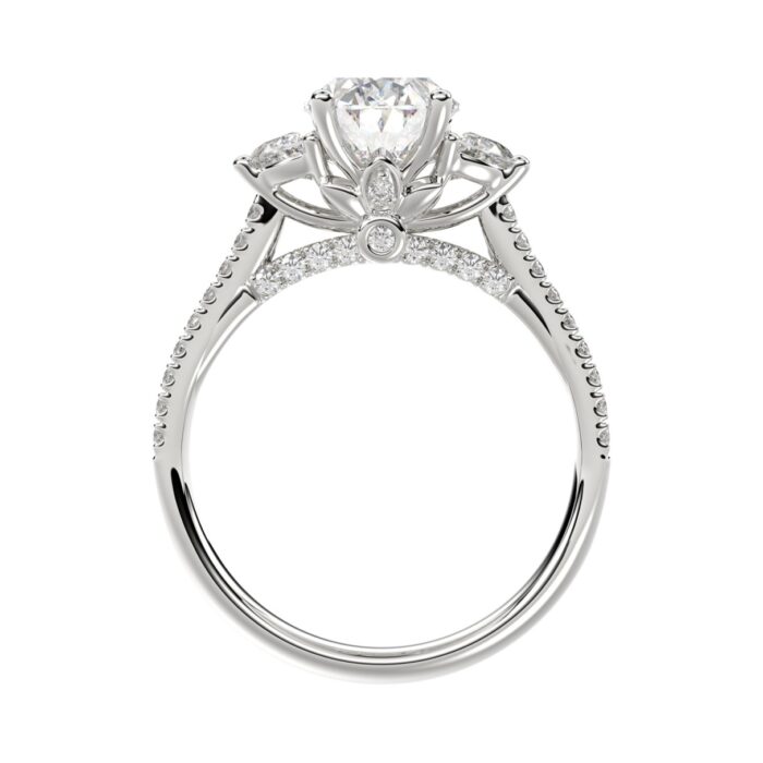 LADIES Engagement RING 3CT ROUND/OVAL/HALF MOON DIAMOND 14K WHITE GOLD (CENTER STONE OVAL DIAMOND 2CT ) - Image 3