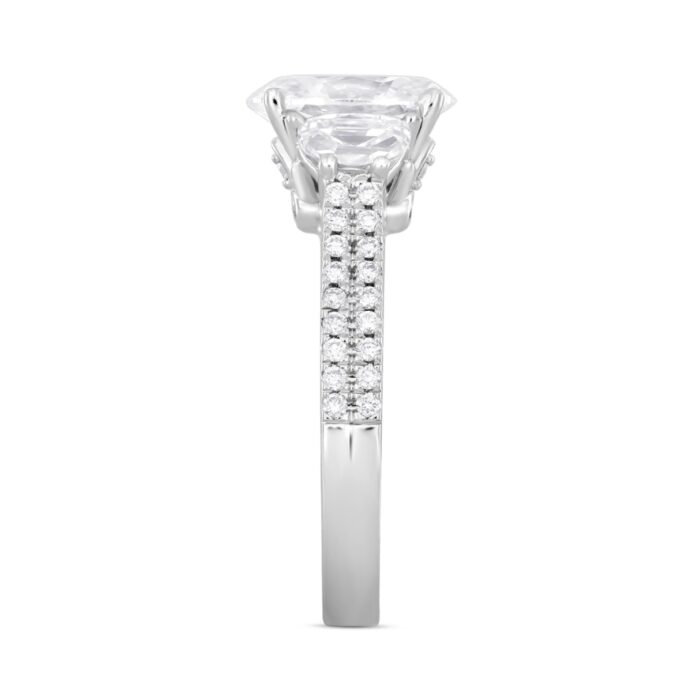 LADIES Engagement RING 3CT ROUND/OVAL/HALF MOON DIAMOND 14K WHITE GOLD (CENTER STONE OVAL DIAMOND 2CT ) - Image 2