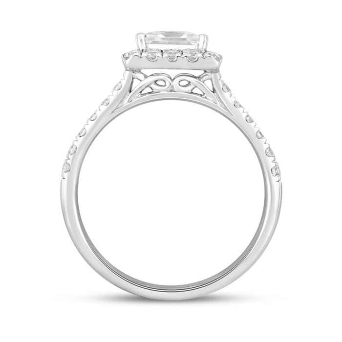 LADIES RING 1 1/2CT ROUND/PRINCESS DIAMOND 14K WHITE GOLD (CENTER STONE PRINCESS DIAMOND 1CT) - Image 2
