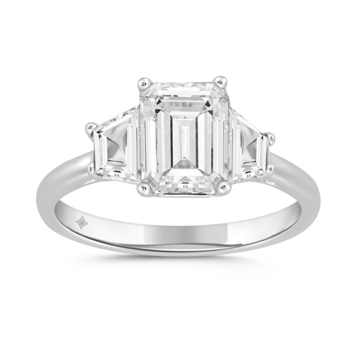 20890265_EC-107432W-1214x1214.jpg LADIES RING 2 3/4CT ROUND/TRAPEZOID/EMERALD DIAMOND 14K WHITE GOLD - Image 1