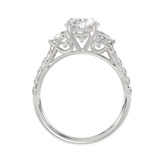 LADIES RING 3CT ROUND/OVAL/HALF MOON DIAMOND 14K WHITE GOLD (CENTER STONE OVAL DIAMOND 2CT ) - Image 2