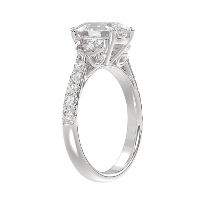 LADIES RING 3CT ROUND/OVAL/HALF MOON DIAMOND 14K WHITE GOLD (CENTER STONE OVAL DIAMOND 2CT ) - Image 3