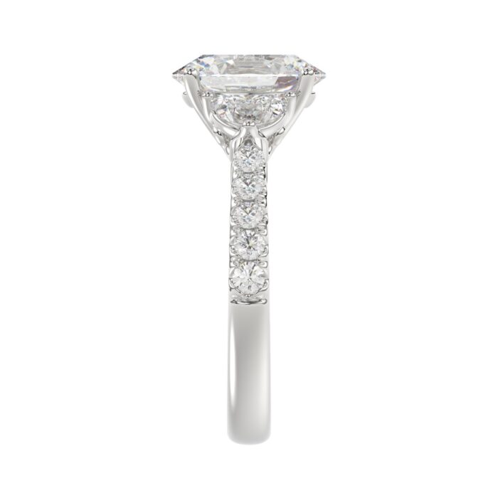 LADIES RING 3CT ROUND/OVAL/HALF MOON DIAMOND 14K WHITE GOLD (CENTER STONE OVAL DIAMOND 2CT ) - Image 4