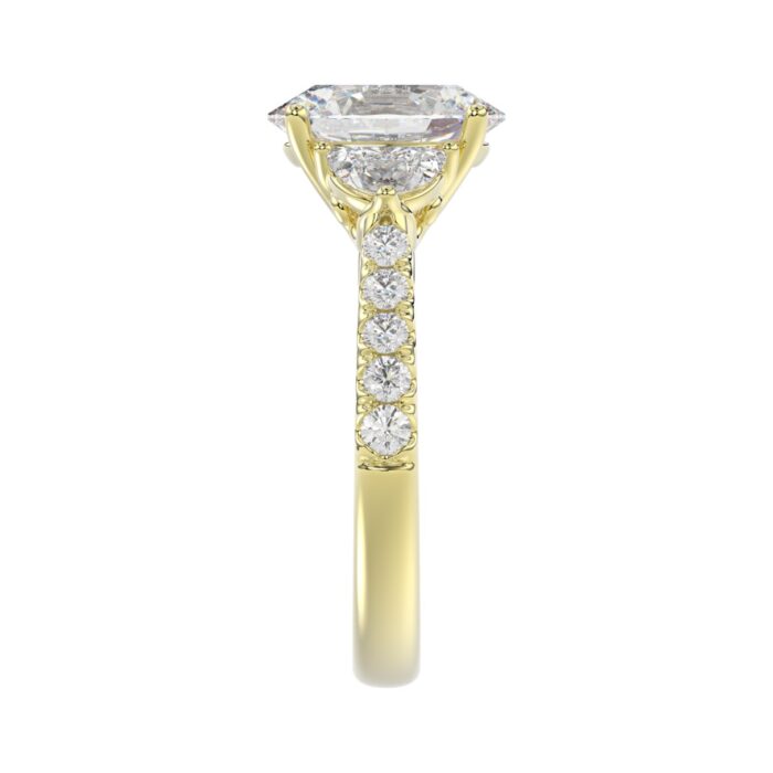 LADIES RING 3CT ROUND/OVAL/HALF MOON DIAMOND 14K YELLOW GOLD (CENTER STONE OVAL DIAMOND 2CT ) - Image 4