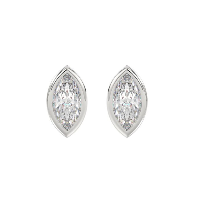 LADIES SOLITAIRE EARRINGS 3CT MARQUISE DIAMOND 14K WHITE GOLD - Image 1