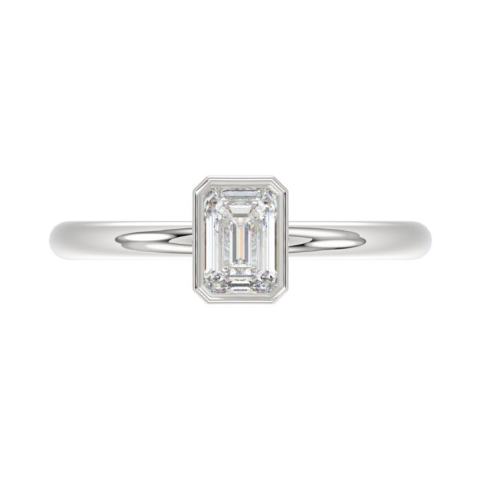 LADIES SOLITAIRE RING 1CT EMERALD DIAMOND 14K WHITE GOLD (CENTER STONE EMERALD DIAMOND 1CT ) - Image 5