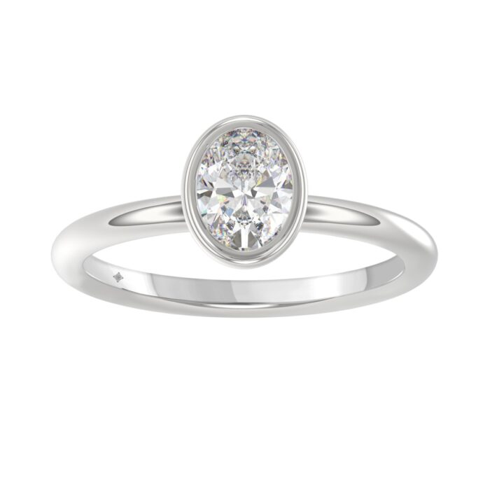 LADIES SOLITAIRE RING 1CT OVAL DIAMOND 14K WHITE GOLD (CENTER STONE OVAL DIAMOND 1CT ) - Image 1