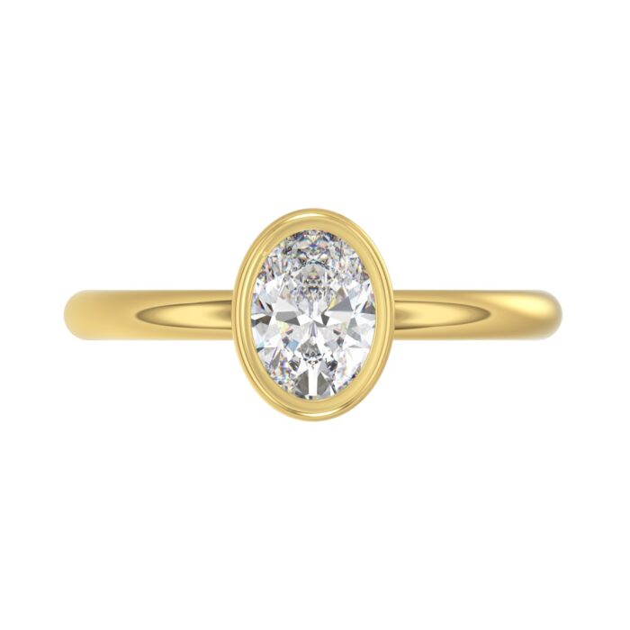 LADIES SOLITAIRE RING 1CT OVAL DIAMOND 14K YELLOW GOLD (CENTER STONE OVAL DIAMOND 1CT ) - Image 5