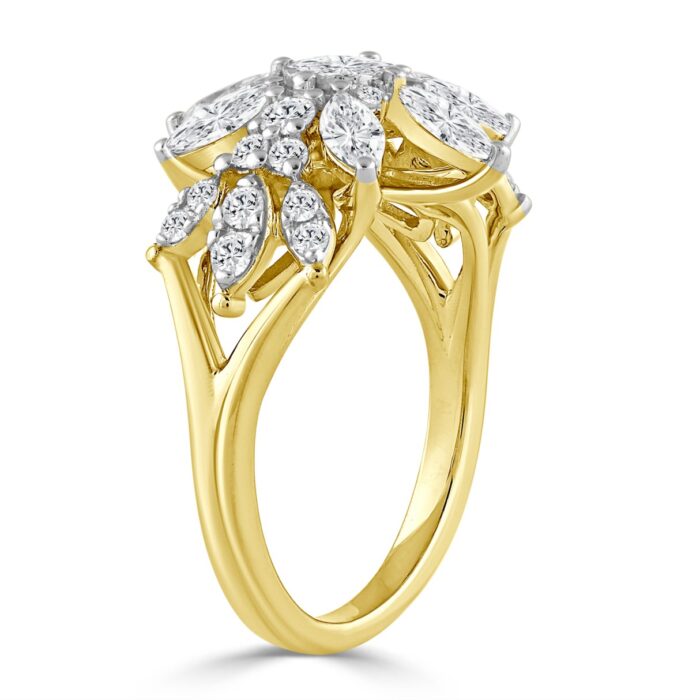 10K YELLOW GOLD 1 1/2CT ROUND/MARQUISE DIAMOND LADIES RING - Image 2