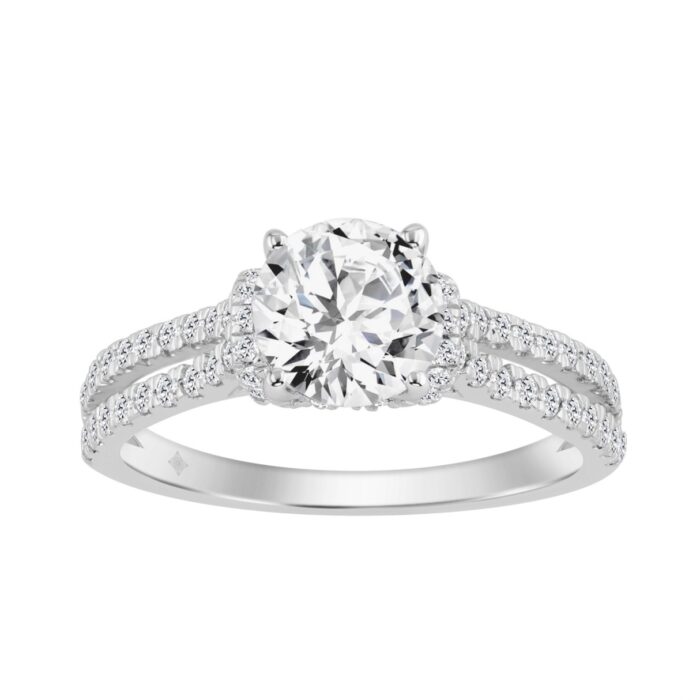 14K WHITE GOLD 1 1/2CT ROUND DIAMOND LADIES BRIDAL RING (CENTER STONE ROUND DIAMOND 1CT) - Image 1