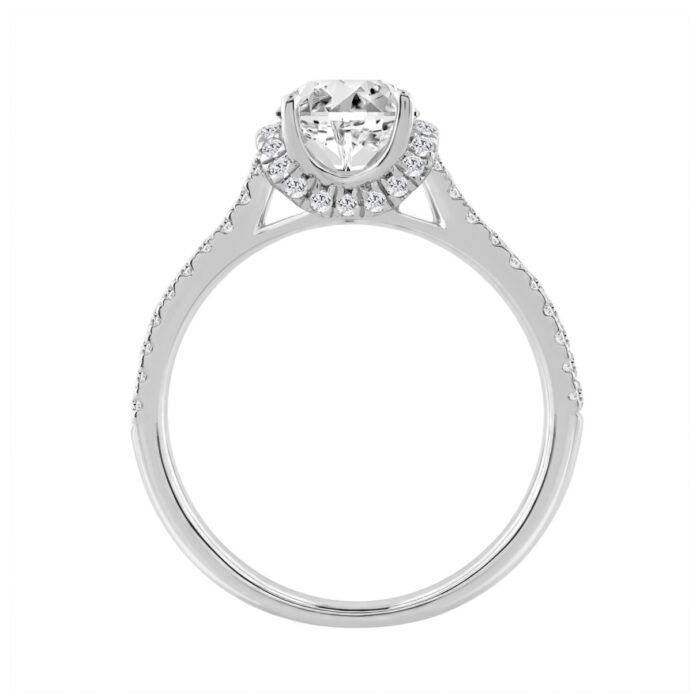 14K WHITE GOLD 1 1/2CT ROUND DIAMOND LADIES BRIDAL RING (CENTER STONE ROUND DIAMOND 1CT) - Image 2