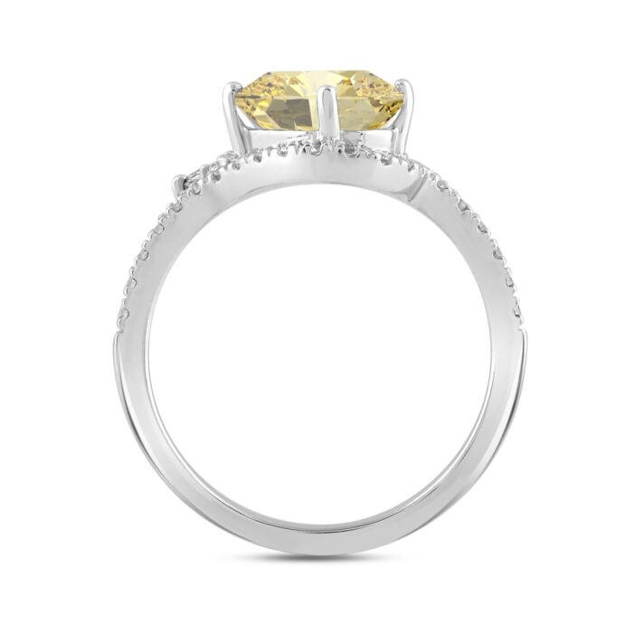 14K WHITE GOLD 2 1/4CT ROUND/MARQUISE/OVAL DIAMOND LADIES RING (CENTER STONE YELLOW OVAL DIAMOND 1 1/2CT) - Image 2