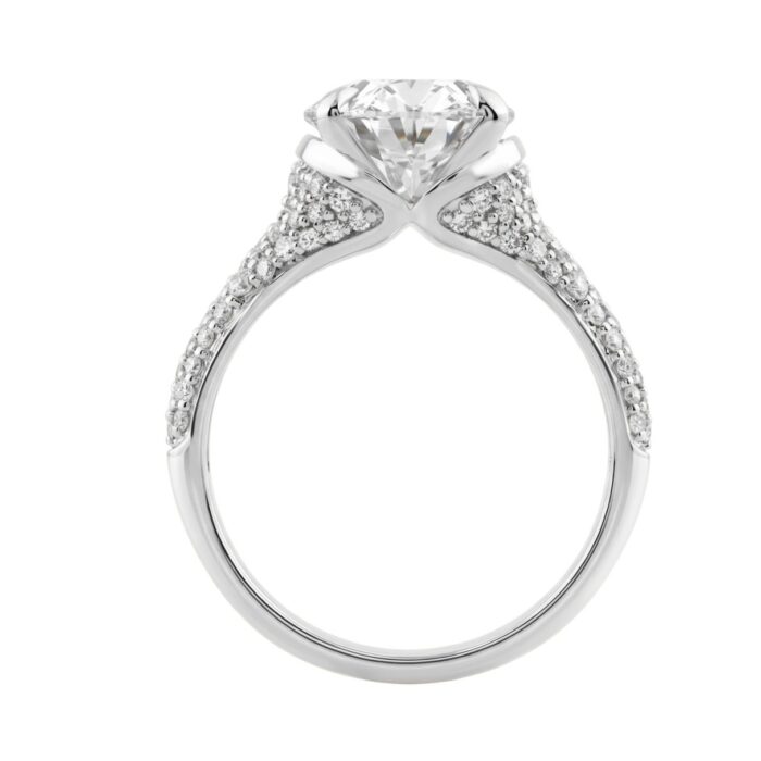 14K White Gold Oval & Round Diamond Engagement Ring For Ladies 4 1/2Ct Ring 4Ct Oval Center Stone (Color F-G -Clarity Vs1/Vs2) - Image 2
