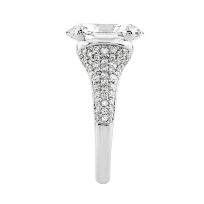 14K White Gold Oval & Round Diamond Engagement Ring For Ladies 4 1/2Ct Ring 4Ct Oval Center Stone (Color F-G -Clarity Vs1/Vs2) - Image 3