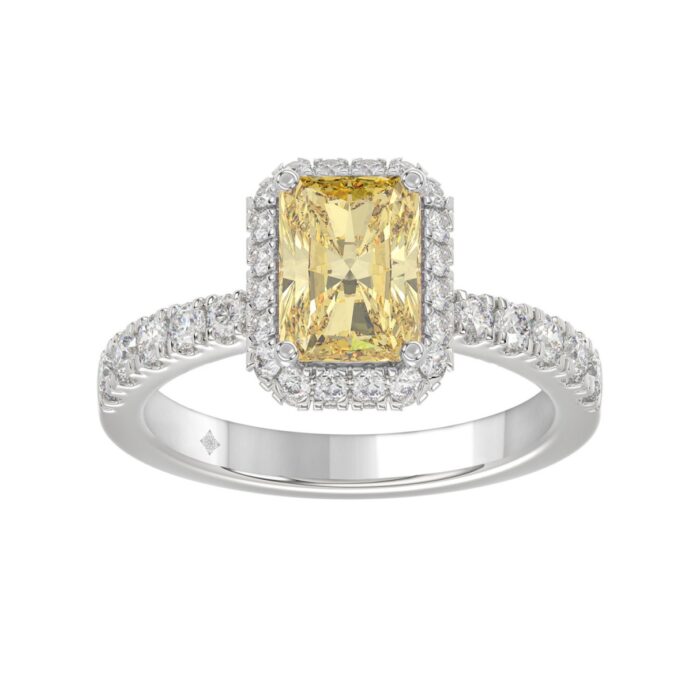 14K WHITE GOLD 1.00CT ROUND/YELLOW RADIANT DIAMOND LADIES RING (CENTER STONE YELLOW RADIANT DIAMOND 3.00CT) - Image 1