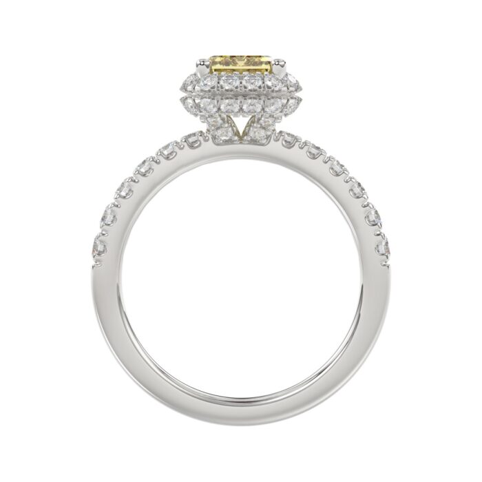 14K WHITE GOLD 1.00CT ROUND/YELLOW RADIANT DIAMOND LADIES RING (CENTER STONE YELLOW RADIANT DIAMOND 3.00CT) - Image 2
