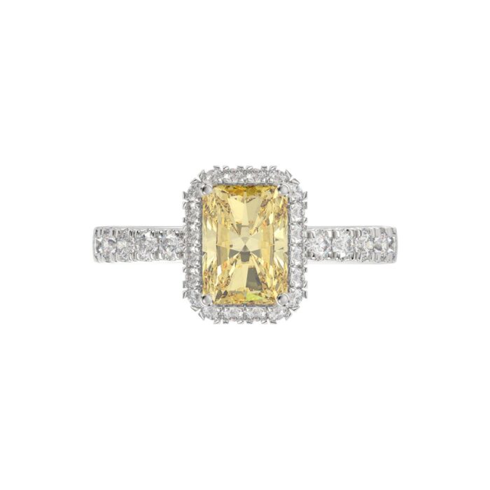 14K WHITE GOLD 1.00CT ROUND/YELLOW RADIANT DIAMOND LADIES RING (CENTER STONE YELLOW RADIANT DIAMOND 3.00CT) - Image 5