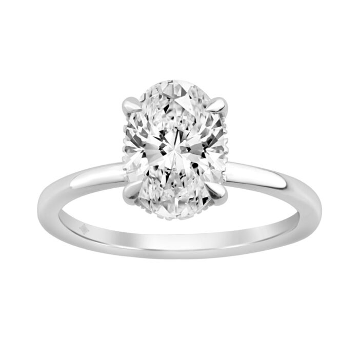 14K WHITE GOLD 2.00CT OVAL/ROUND DIAMOND LADIES RING (CENTER STONE OVAL DIAMOND 2CT) - Image 1