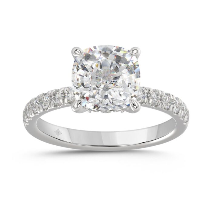20890295_EC-131613W-1214x1214.jpg 14K WHITE GOLD 3 1/2CT ROUND/CUSHION DIAMOND LADIES RING (CENTER STONE CUSHION DIAMOND 3CT) - Image 1