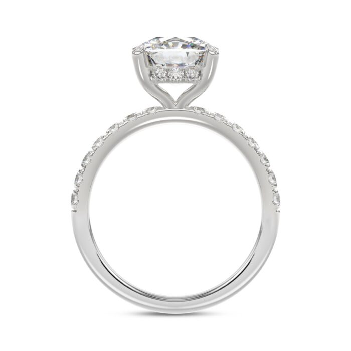 14K WHITE GOLD 3 1/2CT ROUND/CUSHION DIAMOND LADIES RING (CENTER STONE CUSHION DIAMOND 3CT) - Image 2