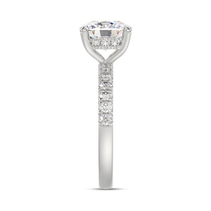 14K WHITE GOLD 3 1/2CT ROUND/CUSHION DIAMOND LADIES RING (CENTER STONE CUSHION DIAMOND 3CT) - Image 4