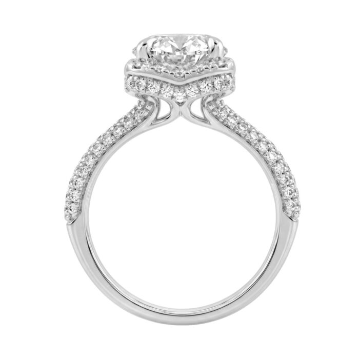 14K White Gold 4 1/2Ct Ladies Oval Cut Hidden Halo Engagement Ring 4Ct Oval Center Stone & Round Diamond (Color F-G -Clarity Vs1/Vs2) - Image 2