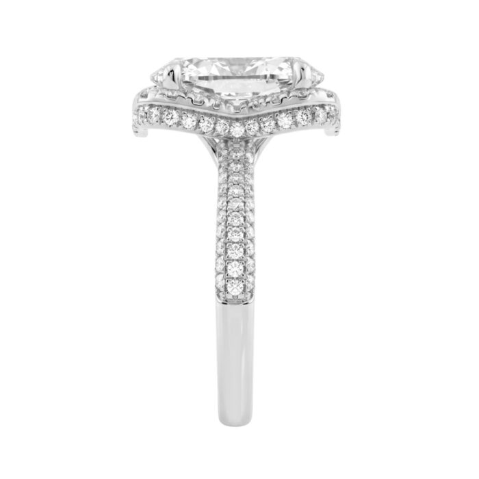 14K White Gold 4 1/2Ct Ladies Oval Cut Hidden Halo Engagement Ring 4Ct Oval Center Stone & Round Diamond (Color F-G -Clarity Vs1/Vs2) - Image 3