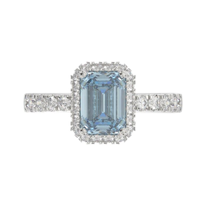 14K WHITE GOLD 4.00CT ROUND/RADIANT DIAMOND LADIES RING (CENTER STONE BLUE RADIANT DIAMOND 3CT) - Image 5