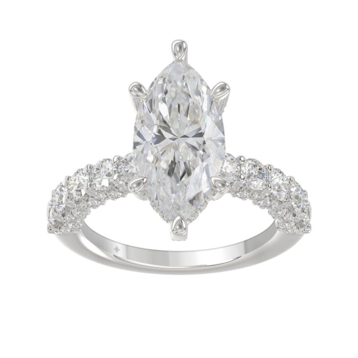 20890302_EC-148521W-1214x1214.jpg 14K White Gold 5 1/2Ct Marquise Cut & Round Diamond Engagement Ring Women Bridal Wedding Ring 4Ct Marquise Center Stone (Color F-G -Clarity Vs1/Vs2) - Image 1