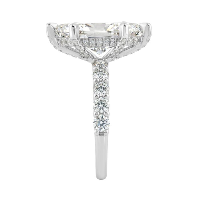 14K White Gold 5 1/2Ct Marquise Cut & Round Diamond Engagement Ring Women Bridal Wedding Ring 4Ct Marquise Center Stone (Color F-G -Clarity Vs1/Vs2) - Image 3