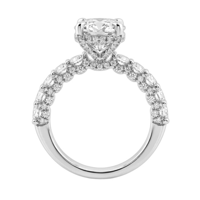 14K White Gold 5 1/2Ct Oval & Round Diamond Engagement Ring Women Bridal Wedding Ring 4Ct Oval Center Stone (Color F-G -Clarity Vs1/Vs2) - Image 2