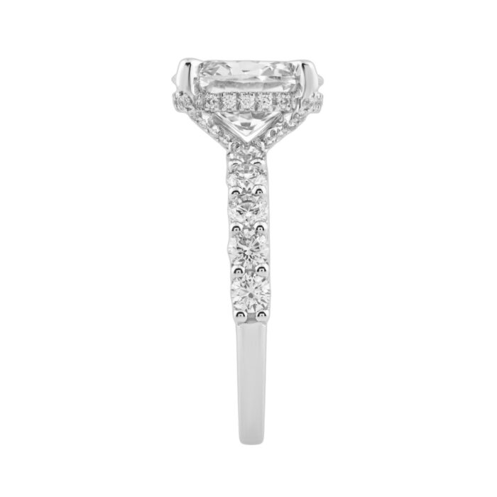 14K White Gold 5 1/2Ct Oval & Round Diamond Engagement Ring Women Bridal Wedding Ring 4Ct Oval Center Stone (Color F-G -Clarity Vs1/Vs2) - Image 3